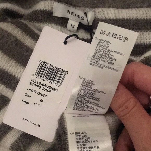 ✨Reiss "Belle" Mohair Light Grey Stripe Sweater✨ - Picture 7 of 8